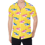 Pink And Blue Shark Pattern Print Men's Shirt