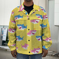 Pink And Blue Shark Pattern Print Men's Shirt Jacket