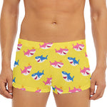 Pink And Blue Shark Pattern Print Men's Short Boxer Briefs