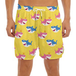 Pink And Blue Shark Pattern Print Men's Split Running Shorts