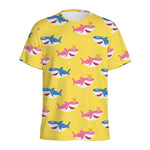 Pink And Blue Shark Pattern Print Men's Sports T-Shirt