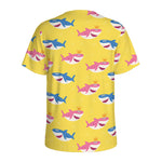 Pink And Blue Shark Pattern Print Men's Sports T-Shirt