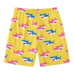 Pink And Blue Shark Pattern Print Men's Swim Trunks
