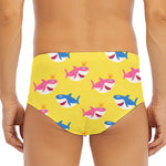 Pink And Blue Shark Pattern Print Men's Triangle Swim Briefs