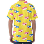 Pink And Blue Shark Pattern Print Men's Velvet T-Shirt