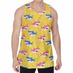 Pink And Blue Shark Pattern Print Men's Velvet Tank Top