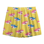 Pink And Blue Shark Pattern Print Mesh Shorts
