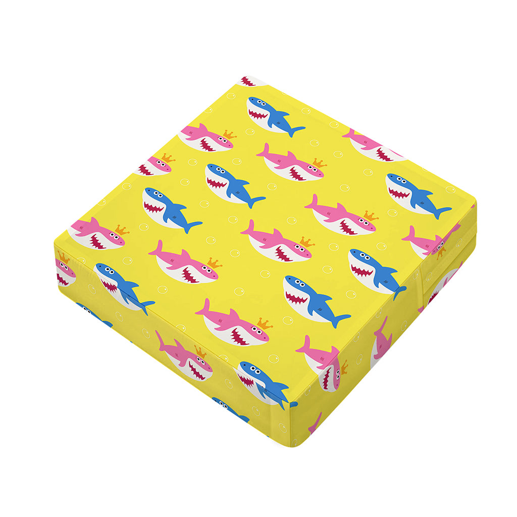 Pink And Blue Shark Pattern Print Outdoor Seat Cushion Cover