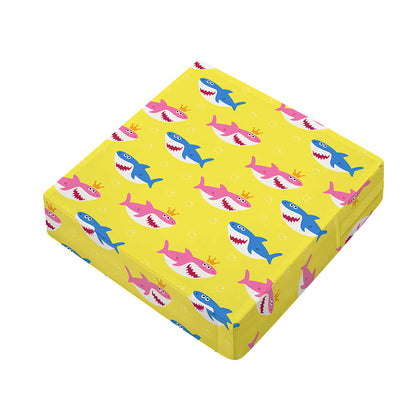 Pink And Blue Shark Pattern Print Outdoor Seat Cushion Cover