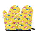 Pink And Blue Shark Pattern Print Oven Mitts