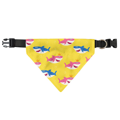 Pink And Blue Shark Pattern Print Over The Collar Dog Bandana