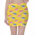 Pink And Blue Shark Pattern Print Pencil Mini Skirt