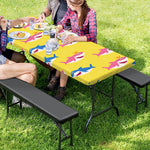 Pink And Blue Shark Pattern Print Picnic Table Cover