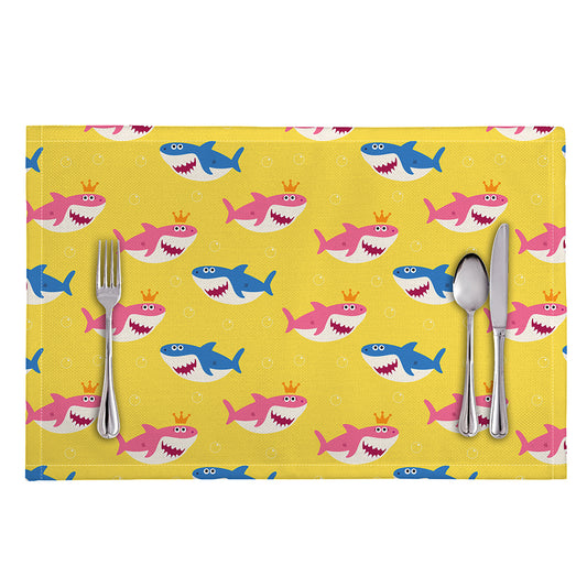 Pink And Blue Shark Pattern Print Placemat