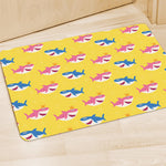 Pink And Blue Shark Pattern Print Polyester Doormat