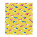 Pink And Blue Shark Pattern Print Polyester Shower Curtain