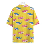 Pink And Blue Shark Pattern Print Rayon Hawaiian Shirt