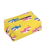Pink And Blue Shark Pattern Print Rectangle Tissue Box Cover