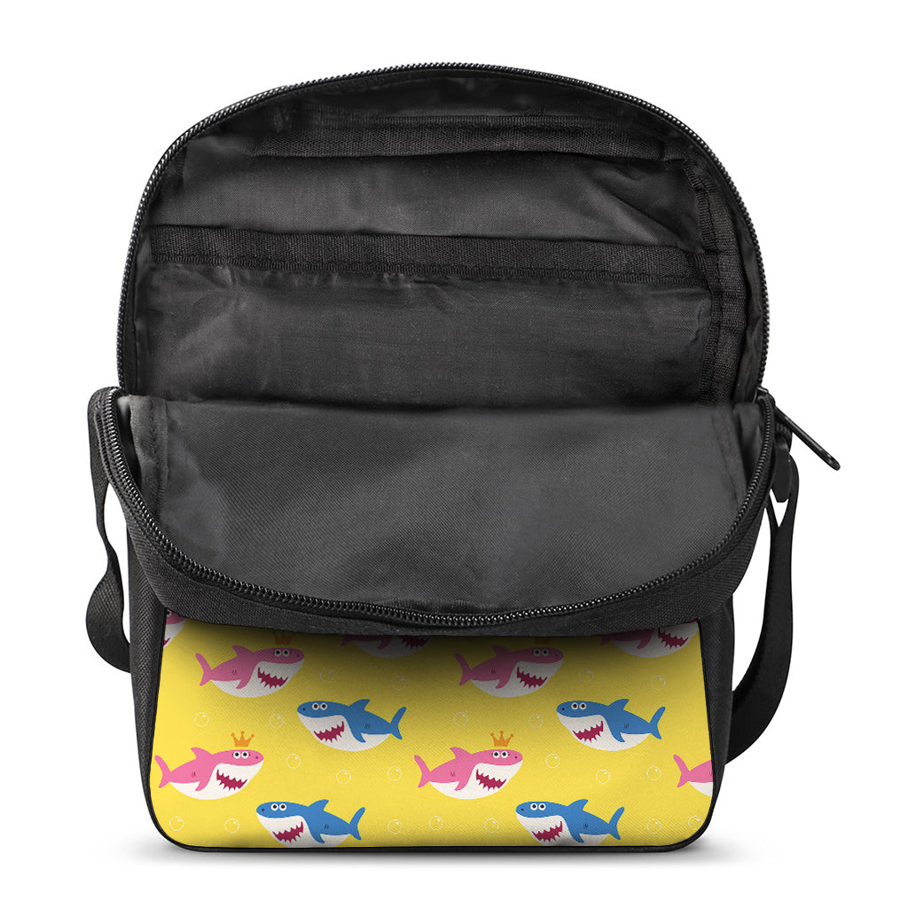 Pink And Blue Shark Pattern Print Rectangular Crossbody Bag