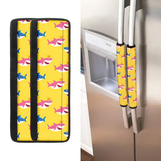 Pink And Blue Shark Pattern Print Refrigerator Handle Covers