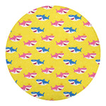 Pink And Blue Shark Pattern Print Round Blanket