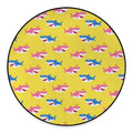 Pink And Blue Shark Pattern Print Round Floor Mat