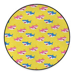 Pink And Blue Shark Pattern Print Round Floor Mat