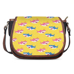 Pink And Blue Shark Pattern Print Saddle Bag