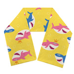 Pink And Blue Shark Pattern Print Scarf