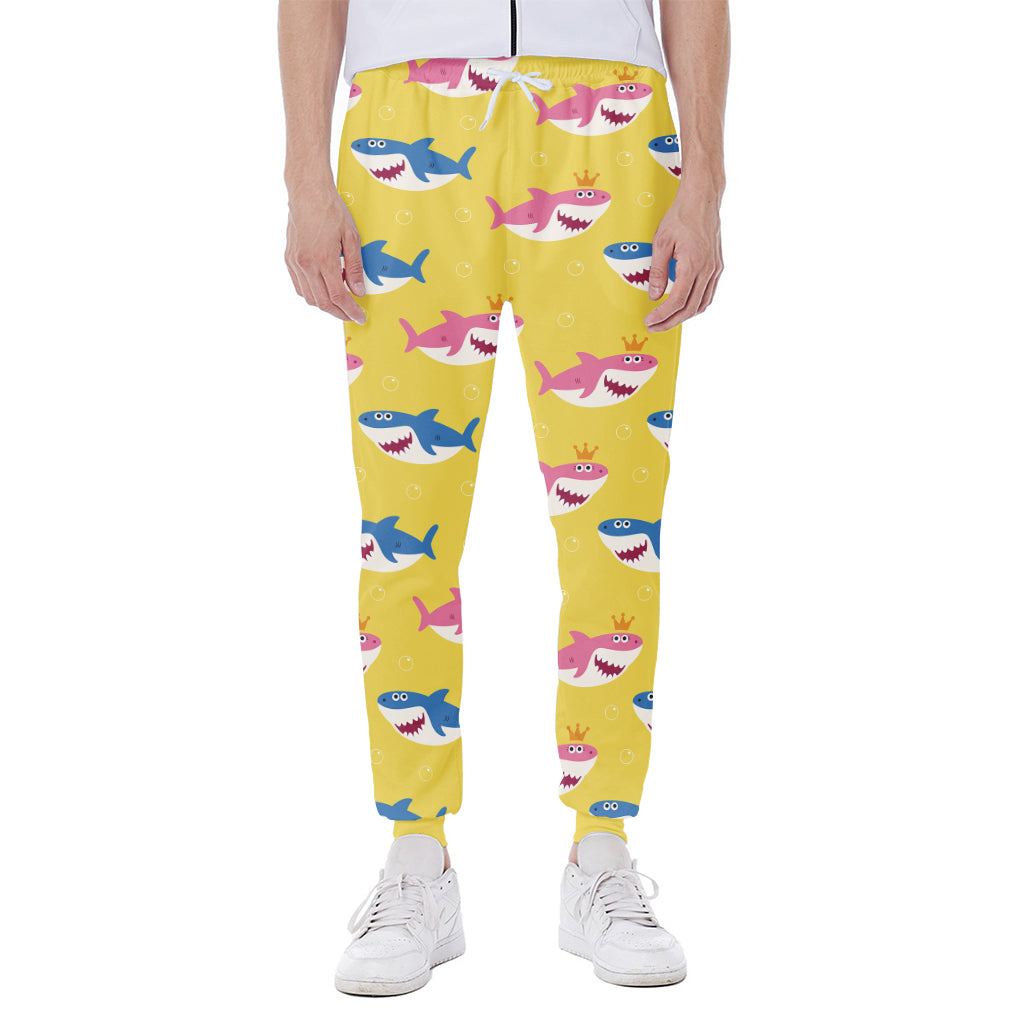 Pink And Blue Shark Pattern Print Scuba Joggers