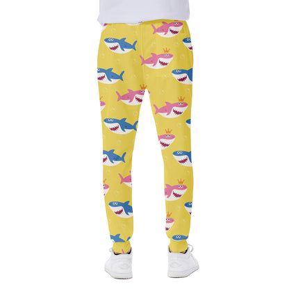 Pink And Blue Shark Pattern Print Scuba Joggers