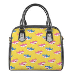 Pink And Blue Shark Pattern Print Shoulder Handbag