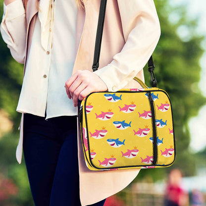 Pink And Blue Shark Pattern Print Shoulder Strap Bible Bag