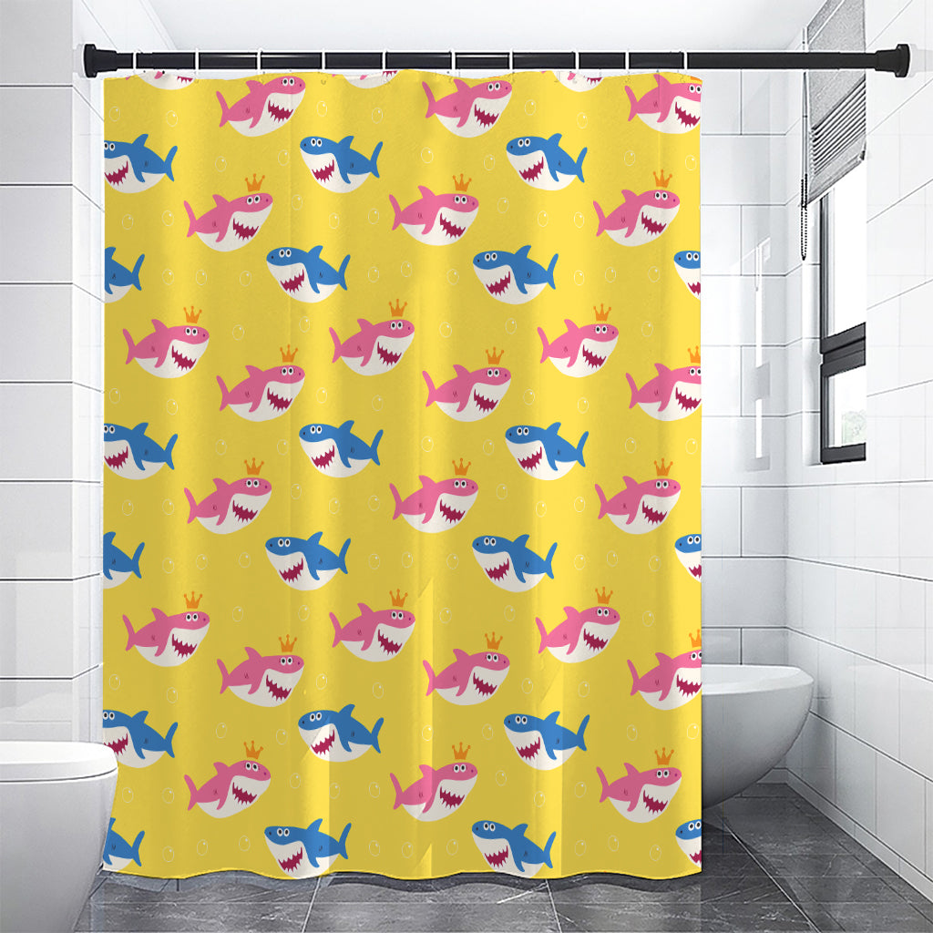 Pink And Blue Shark Pattern Print Shower Curtain