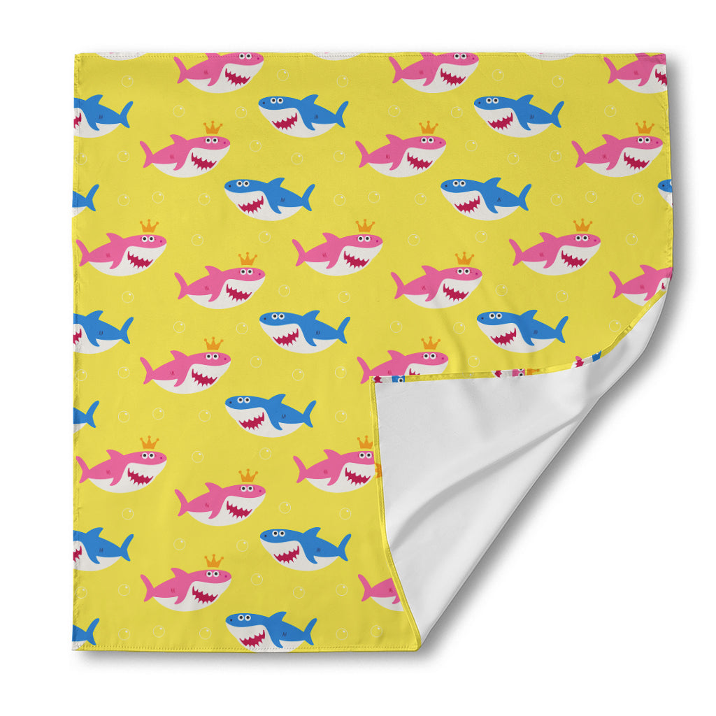 Pink And Blue Shark Pattern Print Silk Bandana