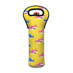 Pink And Blue Shark Pattern Print Single Neoprene Wine Tote
