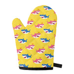 Pink And Blue Shark Pattern Print Single Oven Mitt