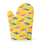 Pink And Blue Shark Pattern Print Single Oven Mitt