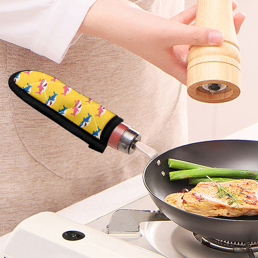 Pink And Blue Shark Pattern Print Skillet Handle Cover