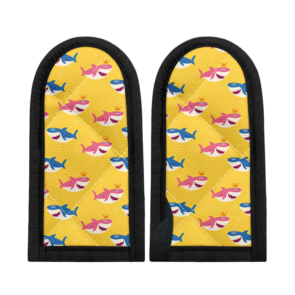 Pink And Blue Shark Pattern Print Skillet Handle Cover