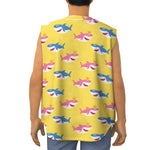 Pink And Blue Shark Pattern Print Sleeveless Baseball Jersey