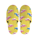 Pink And Blue Shark Pattern Print Slippers
