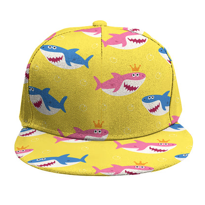 Pink And Blue Shark Pattern Print Snapback Cap