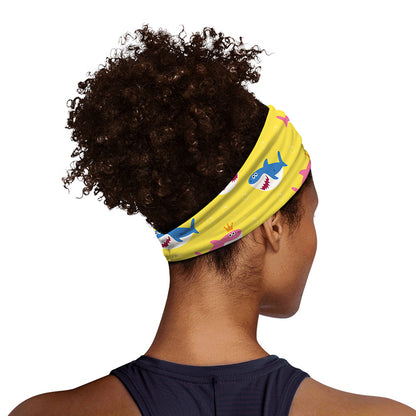 Pink And Blue Shark Pattern Print Sports Headband