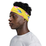 Pink And Blue Shark Pattern Print Sports Headband