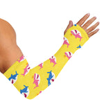 Pink And Blue Shark Pattern Print Sun Protection Arm Sleeves