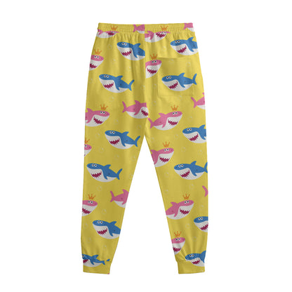 Pink And Blue Shark Pattern Print Sweatpants