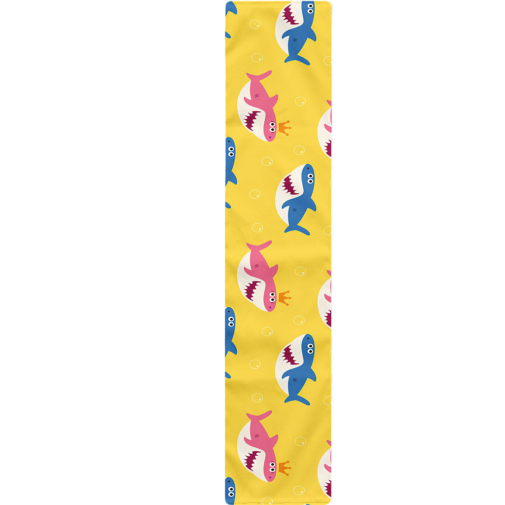 Pink And Blue Shark Pattern Print Table Runner