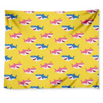 Pink And Blue Shark Pattern Print Tapestry