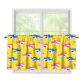 Pink And Blue Shark Pattern Print Tier Curtains